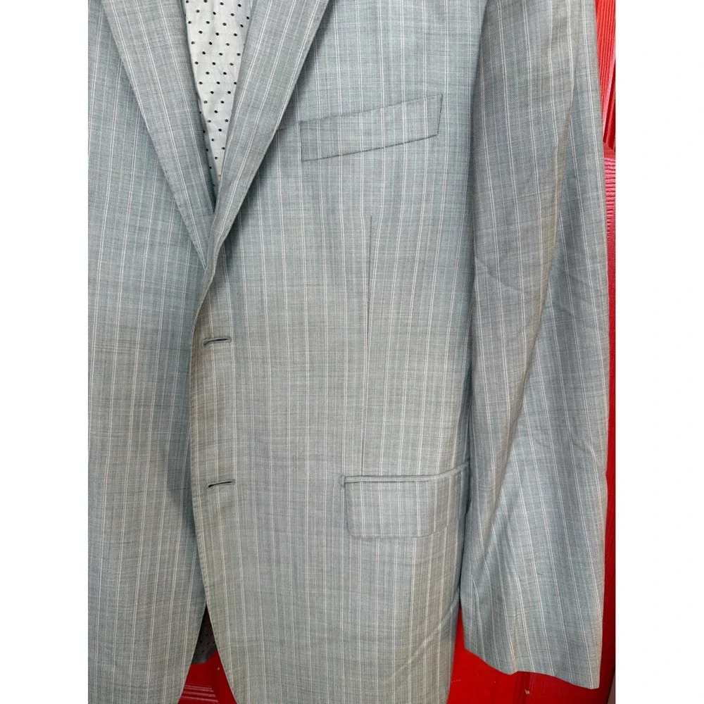 Zanetti Elements Mens Grey Pinstripe 100% Wool Blazer Jacket Size‎ 42L SOLE/DHO